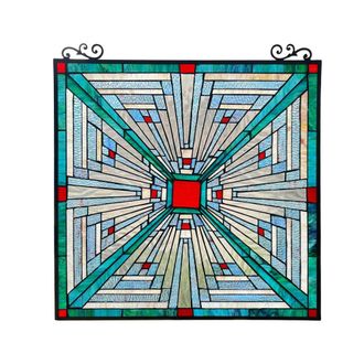 Chloe Lighting INNES Mission Tiffany-style Stained Glass Window Panel 26 Tall