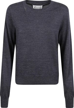 Maison Margiela Truien - Dames - Ronde hals truien - Blauw - S - Wol - Truien & Vesten