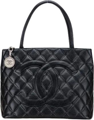 Chanel Pre-owned Handbags, female, Black, Size: ONE SIZE Pre-owned Vintage Leather Handbag