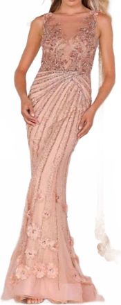 Terani Couture Sleeveless Long Pageant Gown In Champ/blush