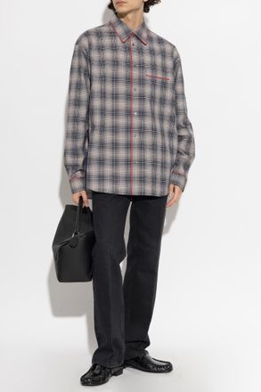 Marni Cotton Checked Shirt, Mens, Grey