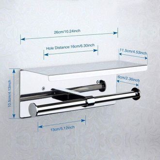 OEM Portarrollos Doble De Papel Higi&eacute;nico, De Montaje En Pared, Con Dos Rollos De Papel Higi&eacute;nico, Estante De Almacenamiento De Acero Inoxidable 304, Port