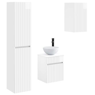 vidaXL Juego De Muebles De Ba&ntilde;o 3 Uds. Blanco Brillante Vidaxl