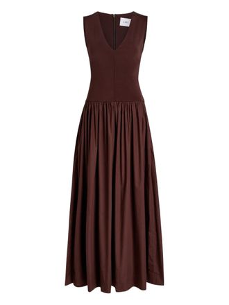 Esse Studios V-neck knitted cotton dress - women - Cotton/Viscose/Nylon/Elastane - 10 - Brown