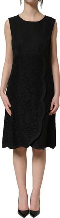 Dolce & Gabbana Mouwloze A-lijn Jurk - Dames - Casual kleedjes - Zwart - XS - Katoen - Kleedjes