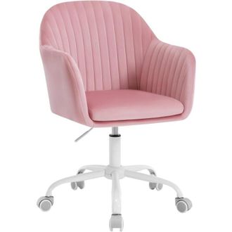 Woltu Sedia da Ufficio Ergonomica Scrivania in Velluto Imbottita Girevole a Rotelle Altezza Regolabile, Grigio Scuro - Woltu