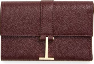 Tom Ford Kara Grain Leather Compact Wallet in Lost Cherry at Nordstrom