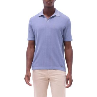 Bugatchi Johnny Collar Ribbed Cotton & Silk Polo Sweater in Lilac at Nordstrom Rack, Size Xx-Large