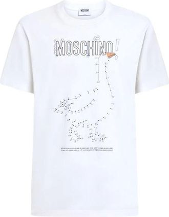Moschino Goose Cotton Jersey T-Shirt - male - Moschino - T-Shirts - White - 2XL - Tops