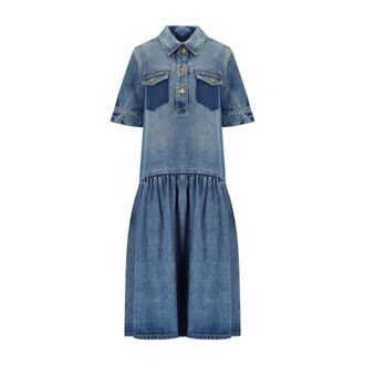 Ganni Shirt Dresses, female, Blue, Size: S Light Washed Denim Dress