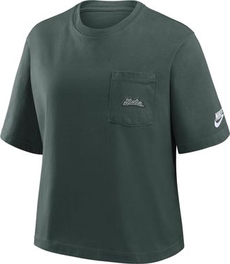 Nike Michigan State Legacy Pocket Boxy Nike Womens College T-Shirt in Green | 11CM3EYMSV-SYF