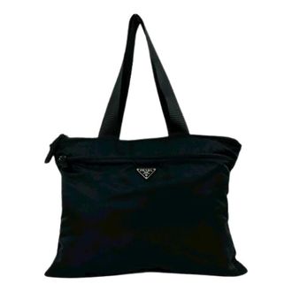 Prada Pre-owned Tote Bags, unisex, Black, Size: ONE SIZE Pre-owned Nylon Tote Bag