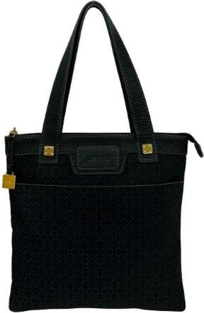 Loewe Pre-owned Anagram Canvas Leather Tote Bag - Dames - Vintage Schoudertas - Zwart - ONE Size - Leer - Vintage