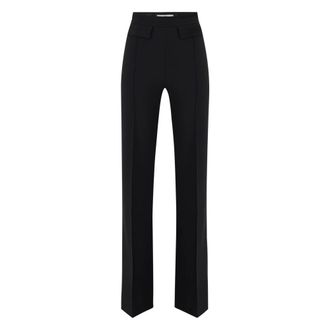 Elisabetta Franchi Wide Trousers, female, Black, Size: 2XL Letter-Detail Trousers