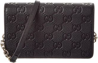 Gucci Gg Emblem Leather Wallet On Chain