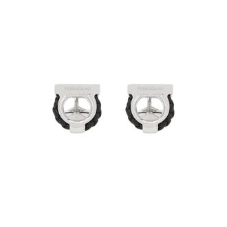 Ferragamo Gancini Manchetknopen - Heren - Oorbellen - Zwart - ONE Size - Leer - Accessoires