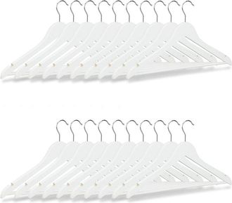 Relaxdays 100x Grucce Appendiabiti in Legno, Stampelle per Camicie e Pantaloni, Omino, Appendino h x l: 23 x 44 cm, Bianco