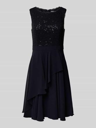 Jake*s Cocktailkleid mit Paillettenbesatz in Marine Melange, Gr&ouml;&szlig;e 36