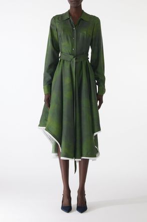 Jason Wu smudged canvas silk twill shirtdress with belt