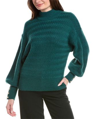 Elie Tahari Balloon Sleeve Turtleneck Cashmere Sweater