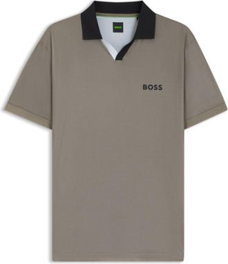 BOSS Active slim-fit ripstop polo shirt with color-blocking
