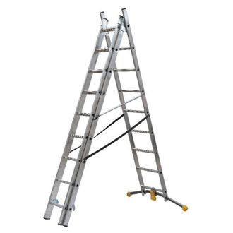 Hailo 1421-801-escalera Combinada De 3 Tramos Con Estabilizador Curvo Hobbylot (3x8)