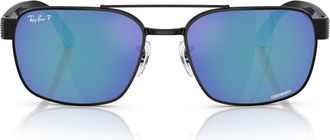 Ray-Ban Chromance 61mm Polarized Square Sunglasses in Black at Nordstrom
