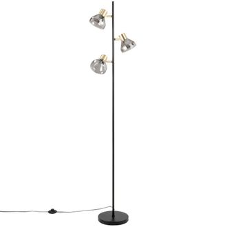 Maisons du monde L&aacute;mpara de pie con 3 pantallas de cristal espejado y acero negro, H160