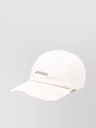 Jacquemus artichoke cap with adjustable strap and frayed edge