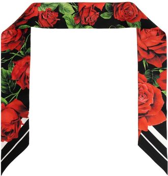 Dolce & Gabbana Accessoires, Dames, Rood, ONE Size, Zijden sjaal met bloemenmotief