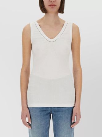 Brunello Cucinelli ribbed sleeveless v neck top
