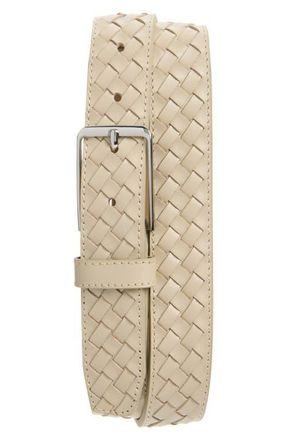 Nordstrom Enzo Woven Leather Belt in Sand at Nordstrom, Size 30