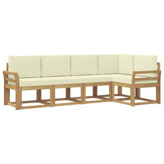 vidaXL Conjunto De Sof&aacute;s De Exterior Con Coj&iacute;n 5 Pcs Blanco Y Crema Vidaxl