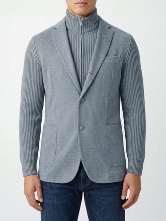 Eleventy Single-Breasted Knit Wool Blazer with Notch Lapels