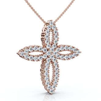 Pompeii3 1/2Ct TW Diamond Cross Religious 10k Gold Lab Grown 18 Necklace