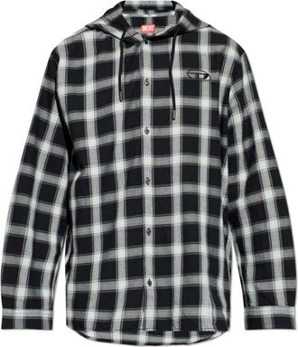 Diesel Overhemden, Heren, Grijs, 3Xl, Katoen, Hooded Shirt