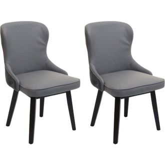 Hhg Set 2x sedie poltroncine sala pranzo HHG 713 86x53x53cm legno tessuto grigio scuro e chiaro