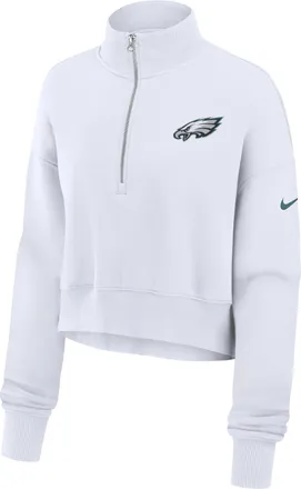 Nike Philadelphia Eagles Primetime Phoenix Nike Womens NFL Oversized Cropped 1/4-Zip Crew in White | 01N910A86-LCD
