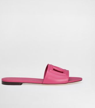 Dolce & Gabbana Calfskin Sliders - Woman Slides And Mules Lilac Leather 37.5