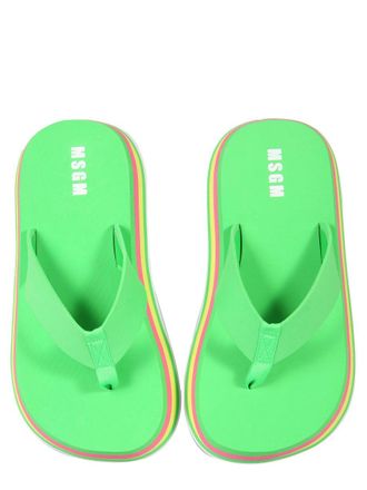 Msgm Striped Thong Sandals - Green