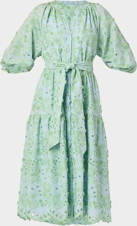 Shoshanna Denver Tiered Eyelet-Embroidered Midi Dress