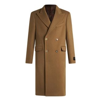 Etro Camel Cashmere Tailored Coat Aw24 - male - Etro - Double-Breasted Coats - Brown - XL - Coats