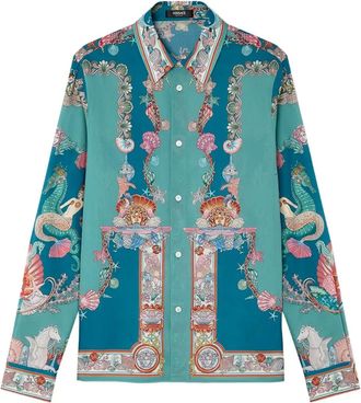 Versace Camicia Coral Theatre in cotone - Blu