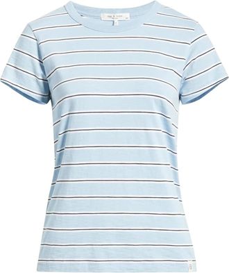 Rag & Bone Womens The Slub Stripe Tee, Light Blue Multi