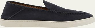 Giorgio Armani Mens Suede Sneaker-Sole Loafers
