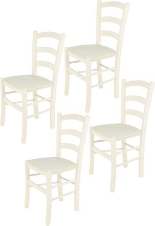 Tommychairs Tommychairs 4 Sillas Venice En Haya Anilina Blanca, Asiento Tela Marfil