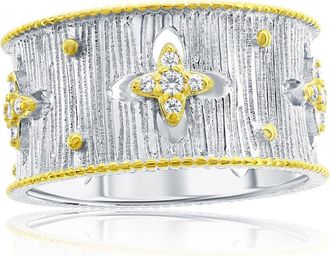 Suzy Levian Pav&eacute; Cubic Zirconia Florentine Band Ring in White at Nordstrom Rack, Size 5.5