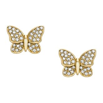 Fossil Sutton Pav&eacute; Vlinder Oorstekkers - Dames - Oorbellen - Geel - ONE Size - Accessoires
