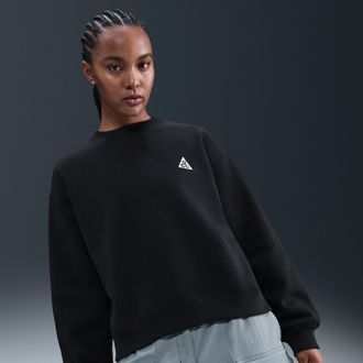 Nike Womens Nike ACG Tuff Fleece Therma-FIT Crew-Neck Sweatshirt in Black | IH0715-010