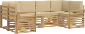 vidaXL Conjunto De Sof&aacute;s De Exterior 6 Uds. Y Beige Poli&eacute;ster Vidaxl